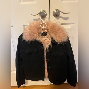 Black Jacket with Faux Fur Collar
